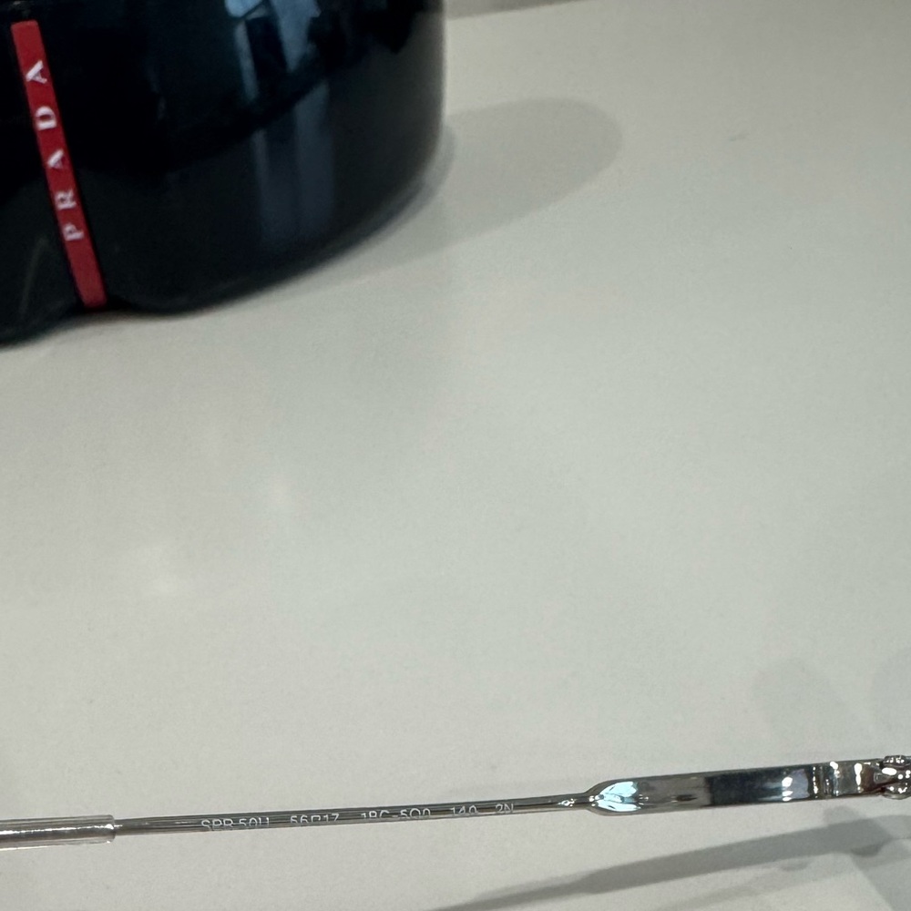 Prada Metallic Silver Gray Aviator Sunglasses - Picture 6 of 7